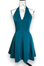 Halston Heritage Teal Green Halter Fit & Flare Cocktail Dress Damage See Descr 6