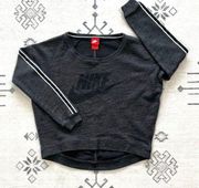 Nike Heather Black Gray Logo Pullover Sweatshirt