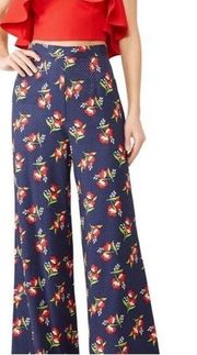 Jill Stuart Floral Polka Dots Wide Leg High Rise Pants L