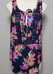 Black Rainn navy floral blouse size small