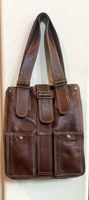 NWOT leather  brown leather bag. Mint! Sz 13x11x5