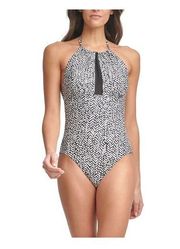 Calvin Klein Black/White Printed One Piece Swimsuit,  Sz 14