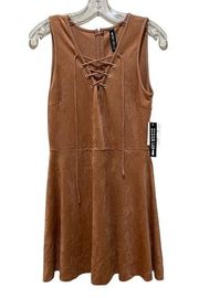 Design Lab Faux Suede Fit and Flare Dress Tan Size Medium