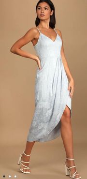 Light Blue Jacquard Midi Dress 