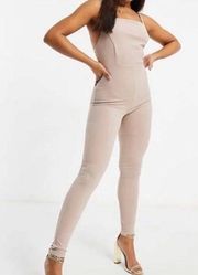 NWT Haute Monde women’s Small Cami  Jumpsuit cream Bodycon stretchy  sleeveless