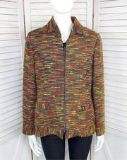 Lee Dong Soo Space Dye Chenille Full Zip Blazer Jacket Yellow Multi Large