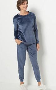 Koolaburra by UGG Luxe Velour Crewneck Jogger Set Odyssey Gray