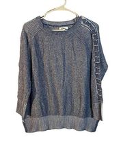 Lauren Conrad Blue Lace Up Detail Long Sleeve Knit Pullover Sweater Women Sz L
