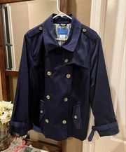 Cotton Pea Coat Jacket Perfect By Carson Kessley Style Navy Blue 1X Cotton