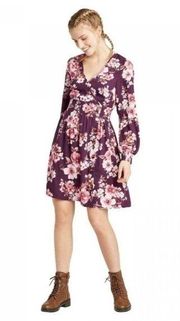 NWT Plum Purple Pink Floral Faux Wrap Dress New