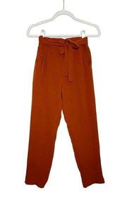 Rue21 Elastic Tie Waist Paperbag High Rise Pull-on Pants Pockets Orange Small