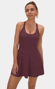 NWT  Backless Cut Out Twisted Side Pocket 2-in-1 Exercise Dress Fig sz L