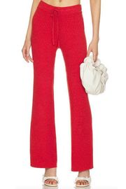 Lovers + Friends Red Ribbed Knit Wide Leg Pants MEDIUM Inca Resort Coverup NEW