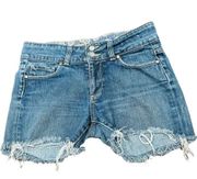 PAIGE Hidden Hills Premium Denim Cutoff Jean Shorts Mid Rise Shorts w/Pockets Si
