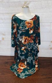 NEW Robbie Bee Green Floral Sheath Side Tie Dress