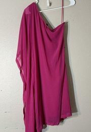 Thalia Sodi One Shoulder Fuschia Pink Purple Formal Mini Dress Cocktail Party S