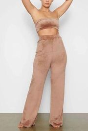 SKIMS Soft Velour Track Wide Leg Pants in Color Sienna