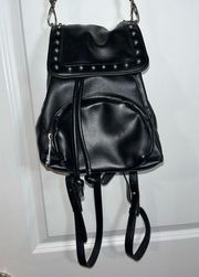 Wild Fable Black Studded Faux Leather Mini Backpack w/ Adjustable Straps& Pocket