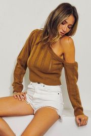 Brown Off The Shoulder Top