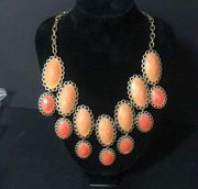 Francesca’s coral and cream necklace gold tone chain