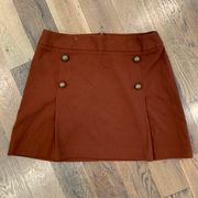 Pleated Brown Button Mini Skirt Size 12