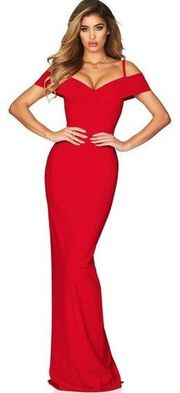 Nookie Womens Dress Phoenix Long Gown Off The Shoulder Twist Front Red XS