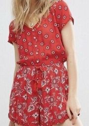 Hollister Bandana Print Romper Red