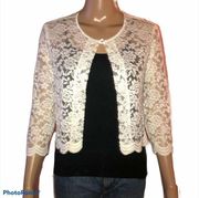 Connected Apparel lace cropped cardigan top