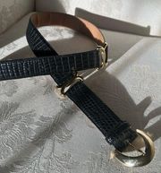 Vintage Leather Belt with‎ Hold Accents and Buckle