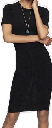 Maje Relationa Short Sleeve Crew Neck Stretch Knit Midi Dress Black Size 2