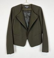 VINCE Olive Green High Double Closure Draped Wool Blazer Jacket Size 8