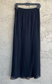 Women’s Black Chiffon High Waist Double Slit Maxi Skirt Medium