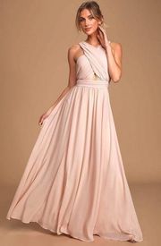 Lulus  Women’s Crossover Front Pale Pink Bridesmaid Formal Prom Maxi Dress