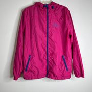 Disney Parks Walt Disney World Women's Windbreaker Hooded Pink Rain Jacket Sz L