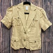 Diane Von Furstenberg | silk khaki military jacket