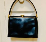 Vintage  Black Patent Leather Top Handle Bag