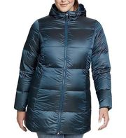 Eddie Bauer Luna Peak Down Parka Coat Women’s M Peacock Blue 550 Hooded Zip