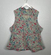 Co Women Plus Size 3X Floral Gray Pink Heirloom Gardening Vest