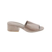 Vince Slide Sandals 5.5 Rachelle 2 Leather Block Heel Rose Gold Pebbled