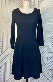 James Perse Recycle Crepe Jersey Flare Dress Black