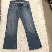 7 for All Man Kind Bootleg Jeans Raw Distressed Hem 28