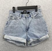 BDG Women's Blue Denim Shorts Mom High Rise Size 25 Cuffed For Repair