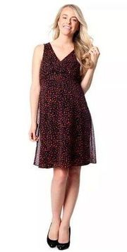 Red& Black Heart-Print A-Line Dress