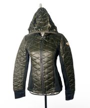 SZ M Packable Long Sleeve Puffy Quilted Jacket w/Bag and Hidden Hood