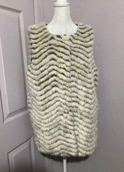 Sanctuary Faux Fur Striped Button Front Vest Size L