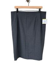Medium Heather Grey Knee Length Skirt Wool Blend Career Office Sz 14