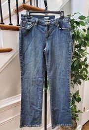 Liz Claiborne Women Blue Denim Cotton Mid Rise Straight Legs Casual Jeans Pant 8