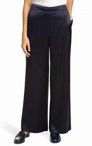 Lafayette 148 Brown Riverside Satin Wide Leg Trouser Pants Size L