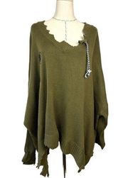 Pol Anthropologie Pullover Sweater Womens Green Solid Acrylic Long Sleeve Size S