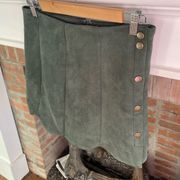 Favlux Medium Olive Green Button School Mini Skirt Scalloped Edge